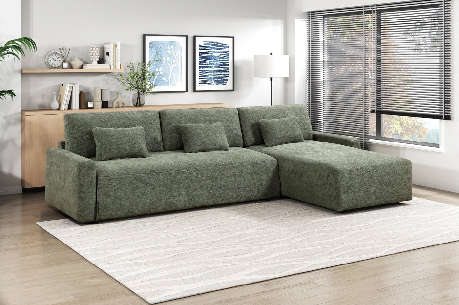Homelegance Cumulus Green Sectional Sofa with Storage Chaise & Sleeper – 8345GRN*23LRC
