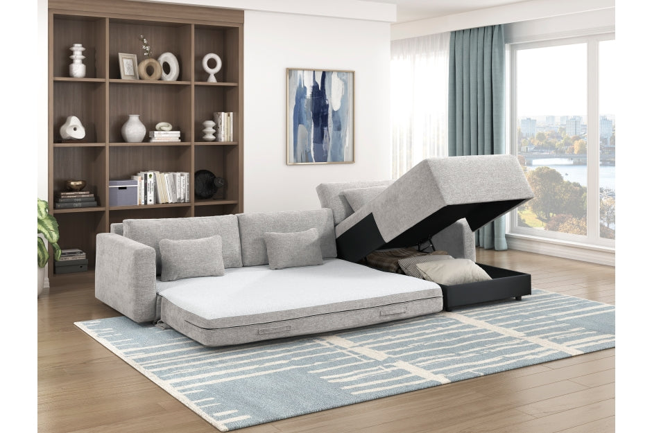 Homelegance Cumulus Grey Sectional Sofa with Storage Chaise & Sleeper – 8345GRY*23LRC