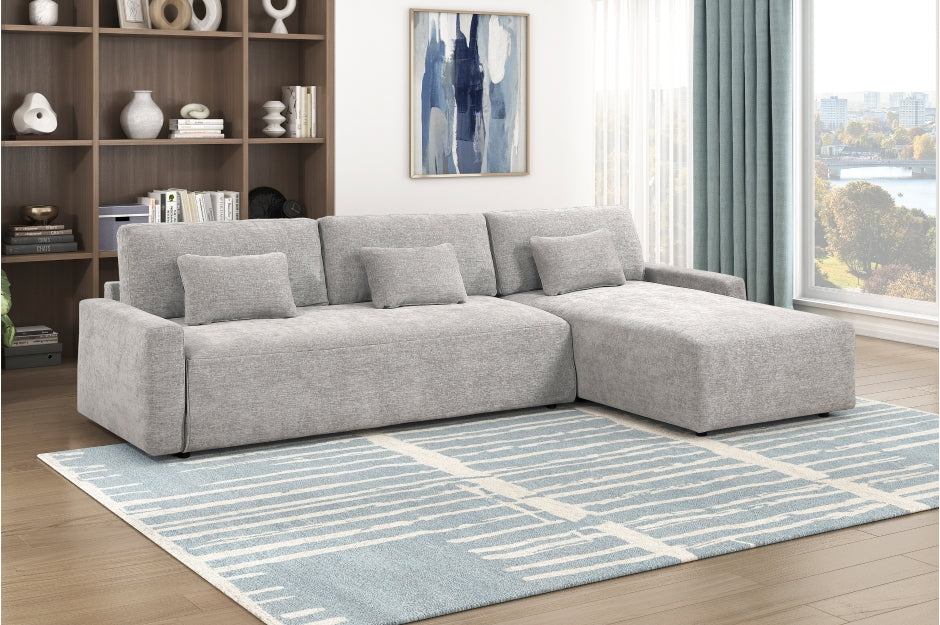 Homelegance Cumulus Grey Sectional Sofa with Storage Chaise & Sleeper – 8345GRY*23LRC