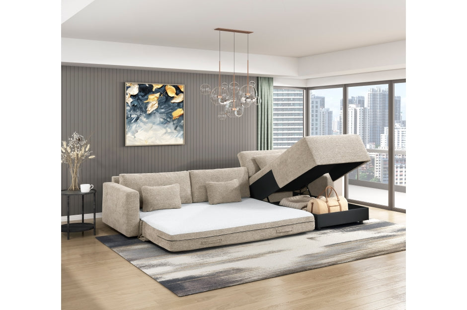 Homelegance Cumulus Taupe Sectional Sofa with Storage Chaise & Sleeper – 8345TPE*23LRC