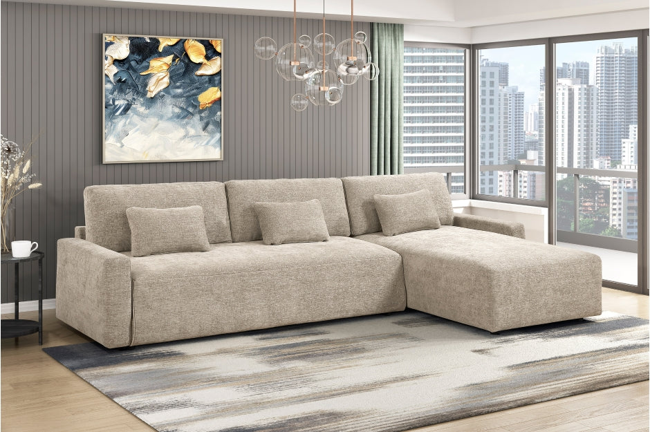 Homelegance Cumulus Taupe Sectional Sofa with Storage Chaise & Sleeper – 8345TPE*23LRC