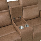 Homelegance  8347BRW-2PC 2 pc Hearth brown polished microfiber sofa and love seat set wall hugger