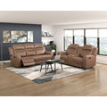 Homelegance  8347BRW-2PC 2 pc Hearth brown polished microfiber sofa and love seat set wall hugger
