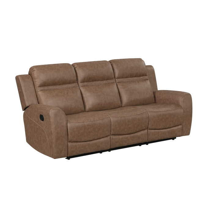 Homelegance  8347BRW-2PC 2 pc Hearth brown polished microfiber sofa and love seat set wall hugger