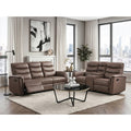 Metric 2-Piece Motion Sofa & Loveseat Set – Brown Polished Microfiber & Recliner Ends – 8360BRW-2PC