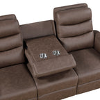 Metric 2-Piece Motion Sofa & Loveseat Set – Brown Polished Microfiber & Recliner Ends – 8360BRW-2PC