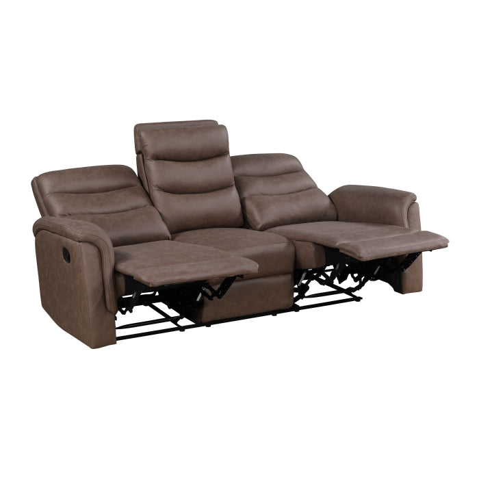 Homelegance 8360BRW-2PC 2 pc Metric brown polished microfiber motion sofa and love seat set recliner ends drop down tray table back