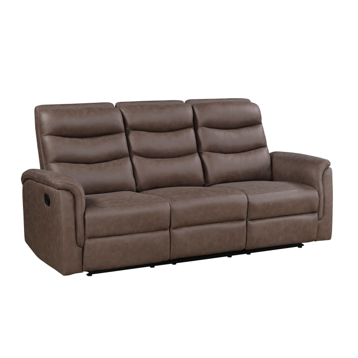 Homelegance 8360BRW-2PC 2 pc Metric brown polished microfiber motion sofa and love seat set recliner ends drop down tray table back