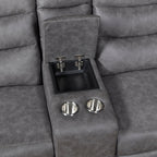 Metric 2-Piece Motion Sofa & Loveseat Set – Grey Polished Microfiber & Recliner Ends – 8360GRY-2PC
