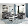 Metric 2-Piece Motion Sofa & Loveseat Set – Grey Polished Microfiber & Recliner Ends – 8360GRY-2PC
