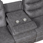 Metric 2-Piece Motion Sofa & Loveseat Set – Grey Polished Microfiber & Recliner Ends – 8360GRY-2PC