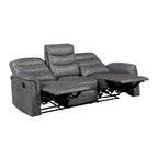 Metric 2-Piece Motion Sofa & Loveseat Set – Grey Polished Microfiber & Recliner Ends – 8360GRY-2PC
