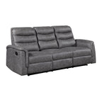 Metric 2-Piece Motion Sofa & Loveseat Set – Grey Polished Microfiber & Recliner Ends – 8360GRY-2PC