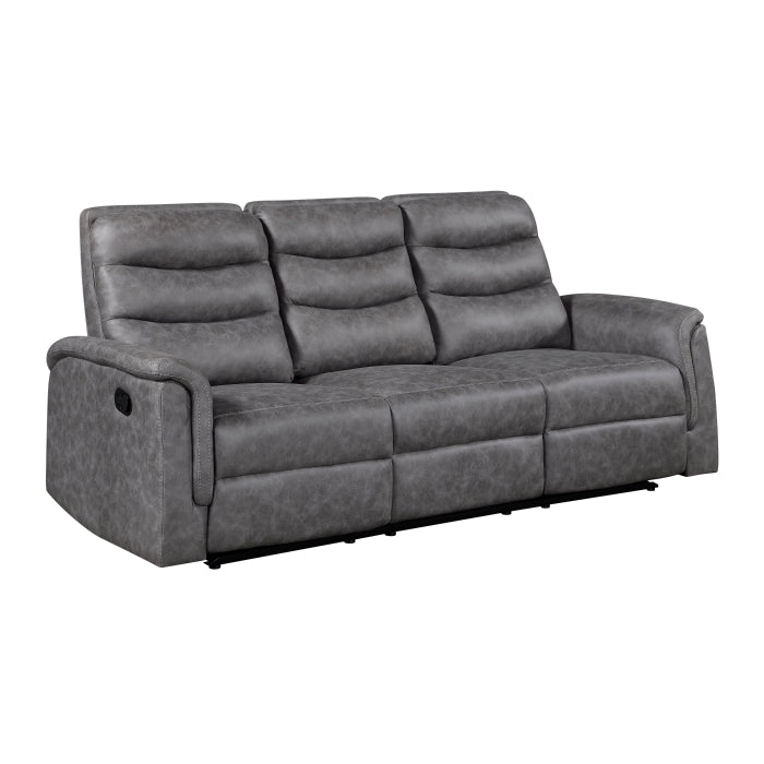 Homelegance 8360GRY-2PC 2 pc Metric grey polished microfiber motion sofa and love seat set recliner ends drop down tray table back