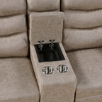 Metric 2-Piece Motion Sofa & Loveseat Set – Taupe Polished Microfiber & Recliner Ends – 8360TPE-2PC