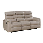 Metric 2-Piece Motion Sofa & Loveseat Set – Taupe Polished Microfiber & Recliner Ends – 8360TPE-2PC