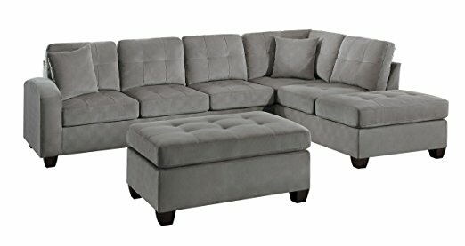 Homelegance 8367TP-2PC 2 pc emilio taupe textured microfiber reversible sectional sofa set