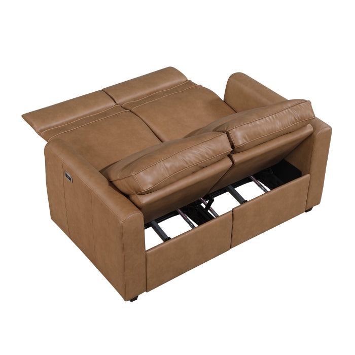 Equinox 2-Piece Power Motion Sofa & Loveseat Set – Brown Faux Leather & Recliner Ends – 8368BRW-2PWA1