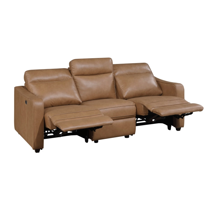 Equinox 2-Piece Power Motion Sofa & Loveseat Set – Brown Faux Leather & Recliner Ends – 8368BRW-2PWA1