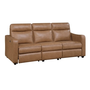 Equinox 2-Piece Power Motion Sofa & Loveseat Set – Brown Faux Leather & Recliner Ends – 8368BRW-2PWA1
