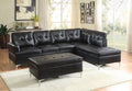 Homelegance 8378BLK-3PC 3 pc barrington black faux leather sectional sofa set chrome modern legs and ottoman