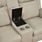 Homelegance  8379BEG-2PC 2 pc Nest beige top grain leather match sofa and love seat set wall hugger