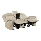 Homelegance  8379BEG-2PC 2 pc Nest beige top grain leather match sofa and love seat set wall hugger