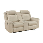 Homelegance  8379BEG-2PC 2 pc Nest beige top grain leather match sofa and love seat set wall hugger