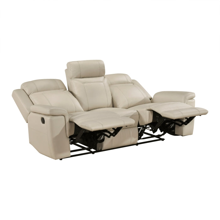 Homelegance  8379BEG-2PC 2 pc Nest beige top grain leather match sofa and love seat set wall hugger