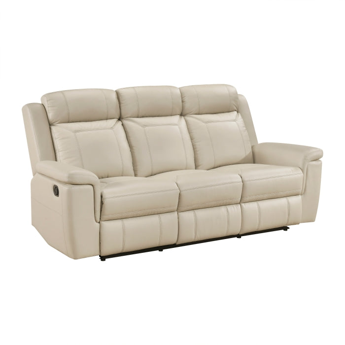 Homelegance  8379BEG-2PC 2 pc Nest beige top grain leather match sofa and love seat set wall hugger