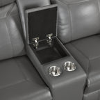 Homelegance  8379DGY-2PC 2 pc Nest dark grey top grain leather match sofa and love seat set wall hugger