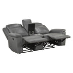 Homelegance  8379DGY-2PC 2 pc Nest dark grey top grain leather match sofa and love seat set wall hugger