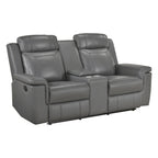 Homelegance  8379DGY-2PC 2 pc Nest dark grey top grain leather match sofa and love seat set wall hugger