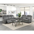 Homelegance  8379DGY-2PC 2 pc Nest dark grey top grain leather match sofa and love seat set wall hugger