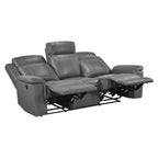 Homelegance  8379DGY-2PC 2 pc Nest dark grey top grain leather match sofa and love seat set wall hugger
