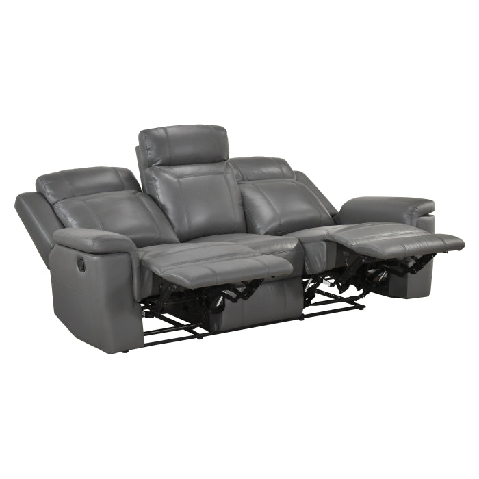 Homelegance  8379DGY-2PC 2 pc Nest dark grey top grain leather match sofa and love seat set wall hugger