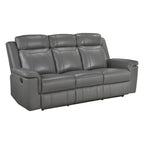 Homelegance  8379DGY-2PC 2 pc Nest dark grey top grain leather match sofa and love seat set wall hugger