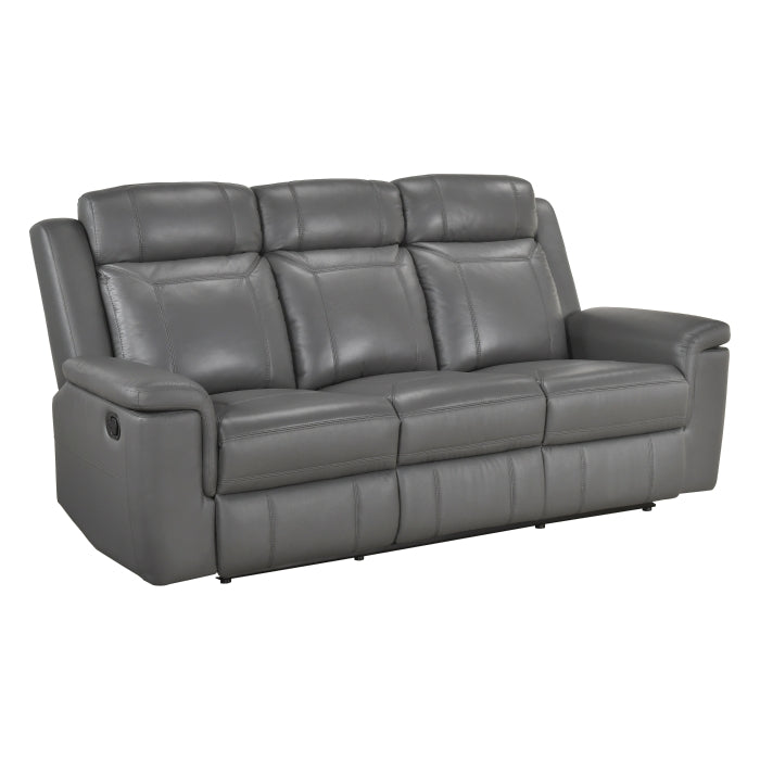 Homelegance  8379DGY-2PC 2 pc Nest dark grey top grain leather match sofa and love seat set wall hugger