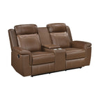 Homelegance  8379TBR-2PC 2 pc Nest camel top grain leather match sofa and love seat set wall hugger