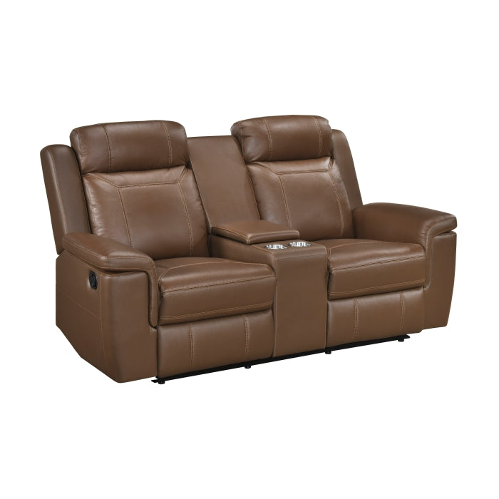 Homelegance  8379TBR-2PC 2 pc Nest camel top grain leather match sofa and love seat set wall hugger