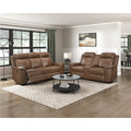 Homelegance  8379TBR-2PC 2 pc Nest camel top grain leather match sofa and love seat set wall hugger
