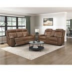 Homelegance  8379TBR-2PC 2 pc Nest camel top grain leather match sofa and love seat set wall hugger
