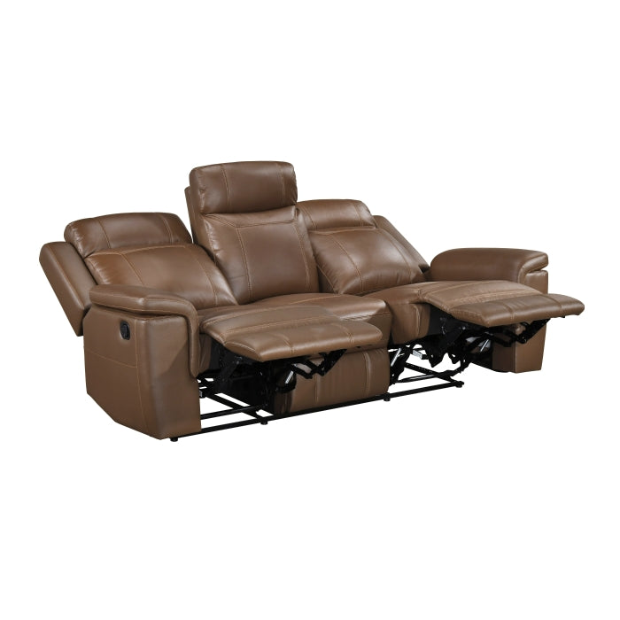 Homelegance  8379TBR-2PC 2 pc Nest camel top grain leather match sofa and love seat set wall hugger