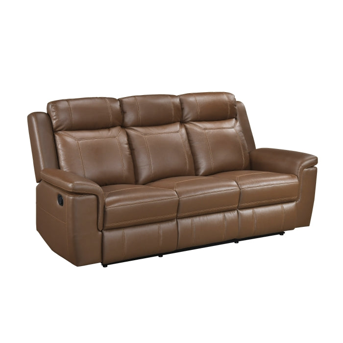 Homelegance  8379TBR-2PC 2 pc Nest camel top grain leather match sofa and love seat set wall hugger
