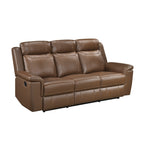 Homelegance  8379TBR-2PC 2 pc Nest camel top grain leather match sofa and love seat set wall hugger