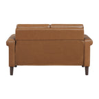 Homelegance 8389BRW-2PC 2 pc Heritage brown faux leather sofa and love seat set nail head trim