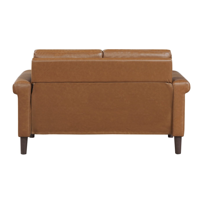 Homelegance 8389BRW-2PC 2 pc Heritage brown faux leather sofa and love seat set nail head trim