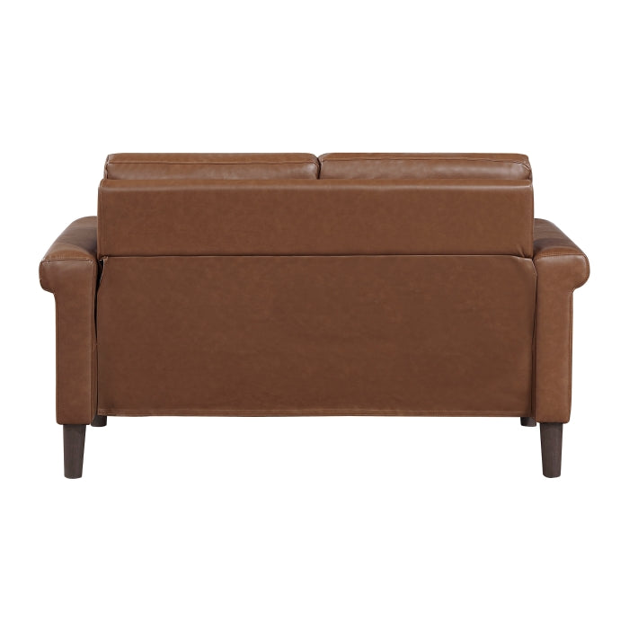 Homelegance 8389CHC-2PC 2 pc Heritage chocolate brown faux leather sofa and love seat set nail head trim