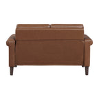 Homelegance 8389CHC-2PC 2 pc Heritage chocolate brown faux leather sofa and love seat set nail head trim