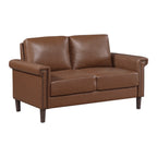 Homelegance 8389CHC-2PC 2 pc Heritage chocolate brown faux leather sofa and love seat set nail head trim